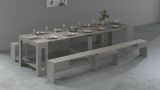 Set tavolo cucina estensibile e 2 panche estensibili grigio 12 posti - Auditore