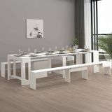 Set tavolo da pranzo allungabile e 2 panche allungabili bianco lucido 12 posti - Auditore