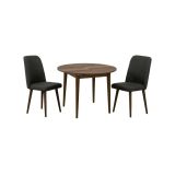 Set tavolo e sedie Alcor, Set sedute da cucina, Composizione sedie e piano, Kit salotto salvaspazio, 100x100h75 cm, Noce e Antracite