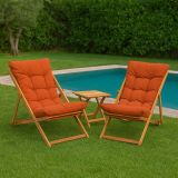 Set Tavolo e Sedie Arancione 2 Posti Dimensione Tavolo 40x40h40 cm, Dimensione Seduta 59x44h90 cm - Leni