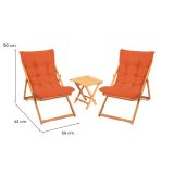 Set Tavolo e Sedie Arancione 2 Posti Dimensione Tavolo 40x40h40 cm, Dimensione Seduta 59x44h90 cm - Leni