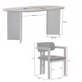 Set Tavolo e Sedie Beige Marmo 6 Posti Sedie Effetto Bouclè, Dimensione Seduta 54x54h76 cm - Noharoha