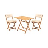 Set Tavolo e Sedie Bianco Crema 2 Posti Dimensione Seduta 40x30h81 cm, Dimensione Tavolo 80x60h72 cm - Nazzano