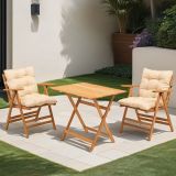 Set Tavolo e Sedie Bianco Crema 2 Posti Dimensione Seduta 46x43h89 cm, Dimensione Tavolo 80x60h74 cm - Roana