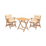 Set Tavolo e Sedie Bianco Crema 2 Posti Dimensione Seduta 46x43h89 cm, Dimensione Tavolo 80x60h74 cm - Roana