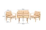 Set Tavolo e Sedie Bianco Crema 4 Posti Dimensione Seduta 110x51h86 cm, Dimensione Tavolo 135x75h74 cm - Frigento