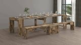 Set tavolo e sedie Crispin, Composizione multiuso, Set con consolle e 1 panca allungabili, 100% Made in Italy, 66x25h45 cm, Acero