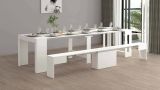 Set tavolo e sedie Crispin, Composizione multiuso, Set con consolle e 1 panca allungabili, 100% Made in Italy, 66x25h45 cm, Bianco lucido