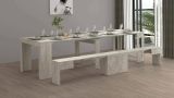 Set tavolo e sedie Crispin, Composizione multiuso, Set con consolle e 1 panca allungabili, 100% Made in Italy, 66x25h45 cm, Cemento