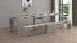 Set tavolo e sedie Crispin, Composizione multiuso, Set con consolle e 1 panca allungabili, 100% Made in Italy, 66x25h45 cm, Grigio