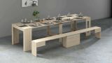 Set tavolo e sedie Crispin, Composizione multiuso, Set con consolle e 1 panca allungabili, 100% Made in Italy, 66x25h45 cm, Olmo