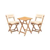 Set tavolo e sedie da esterno Lepus, Salottino outdoor, Set da balcone o giardino, Composizione soggiorno per esterni, Crema