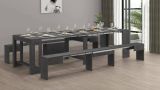 Set tavolo e sedie Eric, Composizione multiuso, Set con consolle e 2 panche allungabili, 100% Made in Italy, 66x25h45 cm, Ardesia