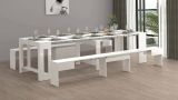 Set tavolo e sedie Eric, Composizione multiuso, Set con consolle e 2 panche allungabili, 100% Made in Italy, 66x25h45 cm, Bianco lucido
