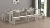 Set tavolo e sedie Eric, Composizione multiuso, Set con consolle e 2 panche allungabili, 100% Made in Italy, 66x25h45 cm, Cemento