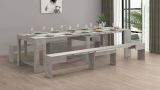 Set tavolo e sedie Eric, Composizione multiuso, Set con consolle e 2 panche allungabili, 100% Made in Italy, 66x25h45 cm, Grigio