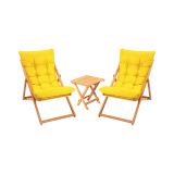 Set Tavolo e Sedie Giallo 2 Posti Dimensione Tavolo 40x40h40 cm, Dimensione Seduta 59x44h90 cm - Leni