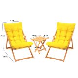 Set Tavolo e Sedie Giallo 2 Posti Dimensione Tavolo 40x40h40 cm, Dimensione Seduta 59x44h90 cm - Leni