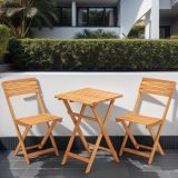 Set Tavolo e Sedie Marrone 2 Posti Dimensione Tavolo 50x50h72 cm, Dimensione Seduta 40x30h81 cm - Isso