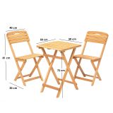 Set Tavolo e Sedie Marrone 2 Posti Dimensione Tavolo 50x50h72 cm, Dimensione Seduta 40x30h81 cm - Isso