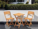 Set Tavolo e Sedie Marrone 2 Posti Dimensione Tavolo 50x50h72 cm, Dimensione Seduta 40x30h81 cm - Isso