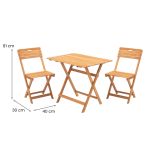 Set Tavolo e Sedie Marrone 2 Posti Dimensione Tavolo 80x60h72 cm, Dimensione Seduta 40x30h81 cm - Nazzano