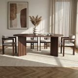 Set Tavolo e Sedie Marrone Bianco 6 Posti Sedie Effetto Bouclè, Dimensione Seduta 54x54h76 cm - Noharoha