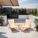 Set Tavolo e Sedie Marrone Bianco Crema 2 Posti Dimensione Seduta 59x44h90 cm, Dimensione Tavolo 40x40h40 cm - Leni
