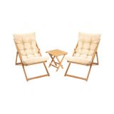 Set Tavolo e Sedie Marrone Bianco Crema 2 Posti Dimensione Seduta 59x44h90 cm, Dimensione Tavolo 40x40h40 cm - Leni