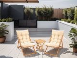 Set Tavolo e Sedie Marrone Bianco Crema 2 Posti Dimensione Seduta 59x44h90 cm, Dimensione Tavolo 40x40h40 cm - Leni