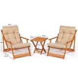 Set Tavolo e Sedie Marrone Bianco Crema 2 Posti Dimensione Seduta 66x48h114 cm, Dimensione Tavolo 40x40h40 cm - Biagio