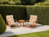 Set Tavolo e Sedie Marrone Bianco Crema 2 Posti Dimensione Seduta 66x48h114 cm, Dimensione Tavolo 40x40h40 cm - Biagio