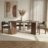Set Tavolo e Sedie Marrone Verde 6 Posti Sedie Effetto Bouclè, Dimensione Seduta 54x54h76 cm - Noharoha