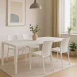 Set terrazzo tavolo estensibile 10 posti e 4 sedie bianco - Cortanze