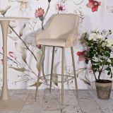Sgabello Bianco Crema Beige Imbottito set da 2 con Schienale 52x46x111h cm, Altezza Seduta 78 cm - Spiti