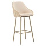 Sgabello Bianco Crema Beige Imbottito set da 2 con Schienale 52x46x111h cm, Altezza Seduta 78 cm - Spiti