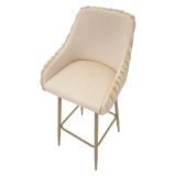 Sgabello Bianco Crema Beige Imbottito set da 2 con Schienale 52x46x111h cm, Altezza Seduta 78 cm - Spiti