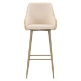 Sgabello Bianco Crema Beige Imbottito set da 2 con Schienale 52x46x111h cm, Altezza Seduta 78 cm - Spiti