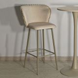 Sgabello Bianco Crema Beige Imbottito set da 2 con Schienale 55x58x106h cm, Altezza Seduta 77 cm - Kalpa