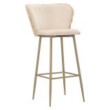 Sgabello Bianco Crema Beige Imbottito set da 2 con Schienale 55x58x106h cm, Altezza Seduta 77 cm - Kalpa