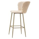 Sgabello Bianco Crema Beige Imbottito set da 2 con Schienale 55x58x106h cm, Altezza Seduta 77 cm - Kalpa