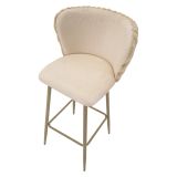 Sgabello Bianco Crema Beige Imbottito set da 2 con Schienale 55x58x106h cm, Altezza Seduta 77 cm - Kalpa