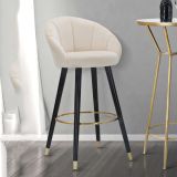 Sgabello Bianco Crema Nero Imbottito Rivestimento in Velluto 55x56x104h cm, Materiale Struttura in Tessuto - Huanca
