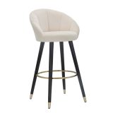 Sgabello Bianco Crema Nero Imbottito Rivestimento in Velluto 55x56x104h cm, Materiale Struttura in Tessuto - Huanca