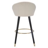 Sgabello Bianco Crema Nero Imbottito Rivestimento in Velluto 55x56x104h cm, Materiale Struttura in Tessuto - Huanca
