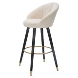 Sgabello Bianco Crema Nero Imbottito Rivestimento in Velluto 55x56x104h cm, Materiale Struttura in Tessuto - Huanca