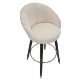 Sgabello Bianco Crema Nero Imbottito Rivestimento in Velluto 55x56x104h cm, Materiale Struttura in Tessuto - Huanca