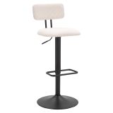 Sgabello Bianco Crema Nero Regolabile con Schienale 41x48x85h cm, Imbottito - Mirea