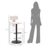 Sgabello Bianco Crema Nero Regolabile con Schienale 41x48x85h cm, Imbottito - Mirea