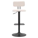 Sgabello Bianco Crema Nero Regolabile con Schienale 41x48x85h cm, Imbottito - Mirea